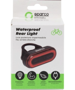 Fanalino posteriore per bicicletta sparco in alluminio e silicone, 3 modalita' di illuminazione